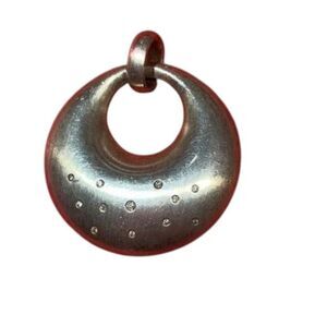 BASTIAN Sterling 925 & Diamond Crescent Open Back Circle Pendant Necklace 25.7g